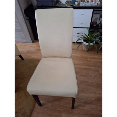 Eet Tafel eikhout Ovaal + 6 Witte Leren Stoelen 