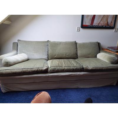 Groene velours driezitsbank