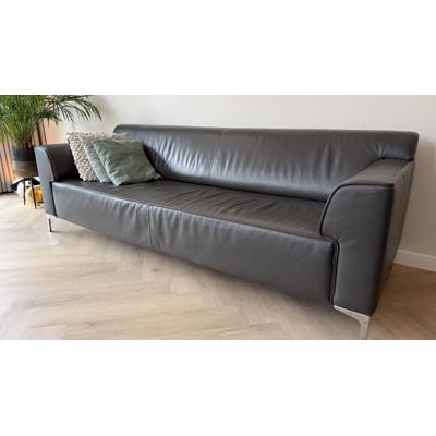 Bankstel Leer Montel - 3,5 zits, antraciet