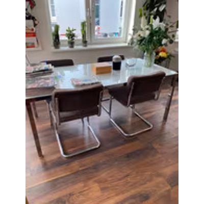 TAFEL IKEA CHROOM KLEUR MET WITGLAS