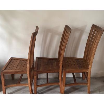 3 teakhouten eetkamer stoelen