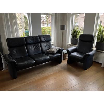 Zwart leren bankstel