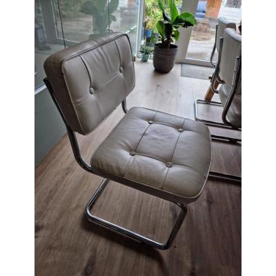 6 wit leren eetkamerstoelen 