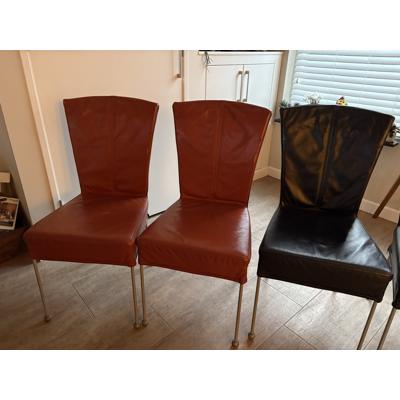4 leren eetkamer stoelen