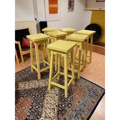 Barkrukken, massief hout, 7 stuks