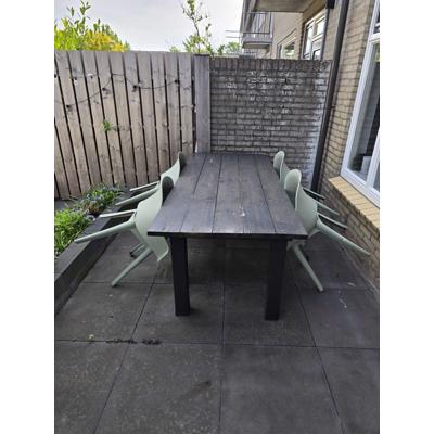 Robuuste Houten Tuintafel Zwart / Donkergrijs | 220x97 cm