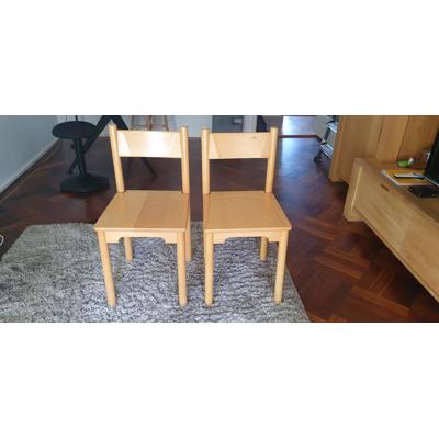 2 originele schilte schoolstoelen 46cm hoog
