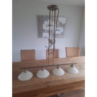 Hanglamp met 4 glazen kappen - Bronskleurig