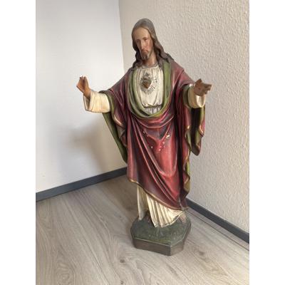 Jezusbeeld van gips van ca 80 cm