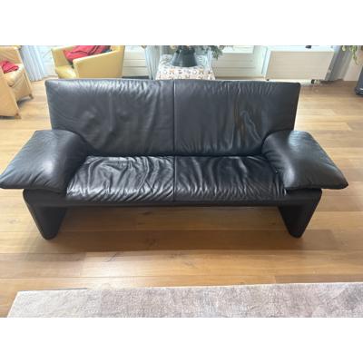 Jori zwart lederen 2,5 zits bank