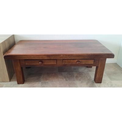 Donker eikenhouten salontafel met 2 schuiflades