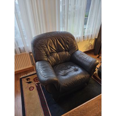 Echt lederen hoekbank met fauteuil