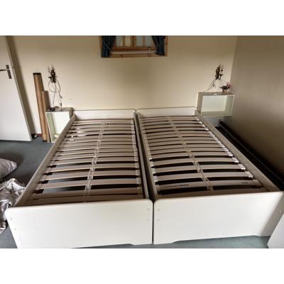 2x1 persoons bed met lattenbodem,wit