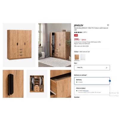 Wardrobe Jysk 144x176 3 doors