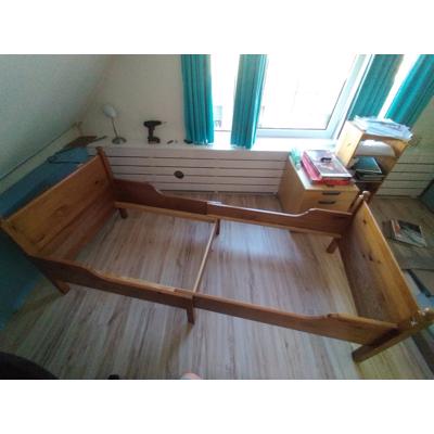 Meegroeibed Ikea, eiken, gebruikt, incl. matras
