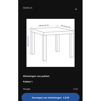 Salon tafeltjes Ikea LACK 55x55cm 8 stuks  