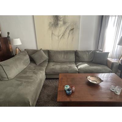 Olijfgroene loungebank voor binnen