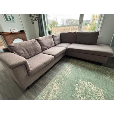 Gratis ruime hoekbank 5-6 personen grijs/taupe