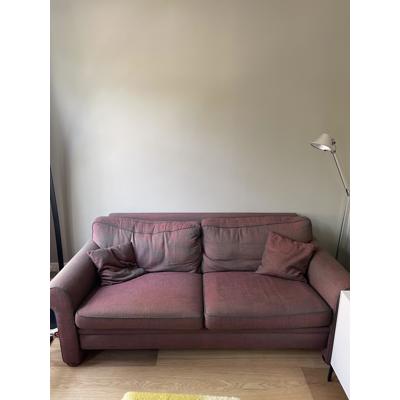 Comfortabele 3-zitsbank – bordeaux/rood met losse kussens