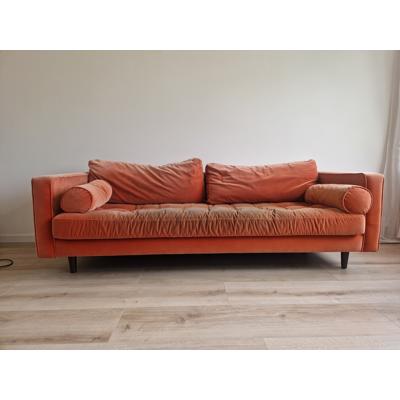 Fluwelen driezitsbank (kleur burnt orange)