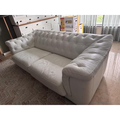 Witte leer bank 