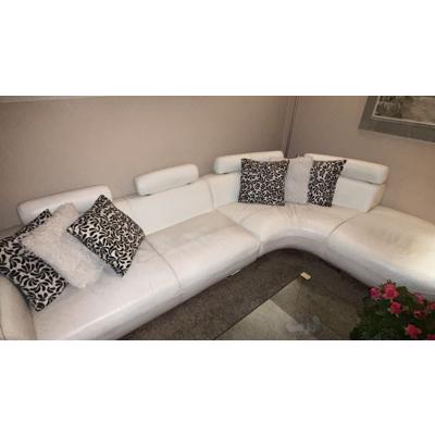 Witte leren hoekbank
