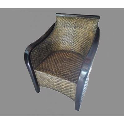  Vier leuke riet/hout stoelen 