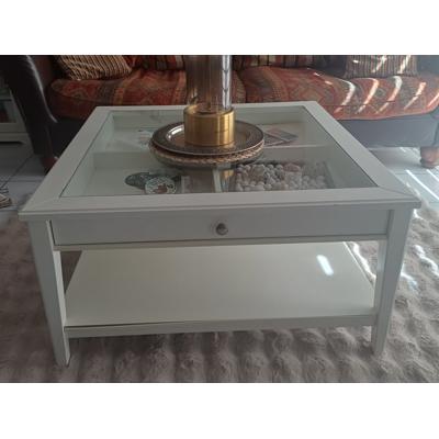 Salontafel wit met glasplaat 