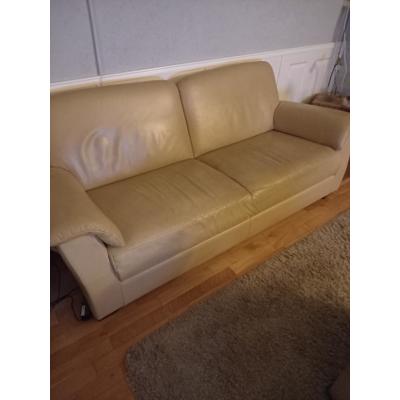 Leren bank en fauteuil