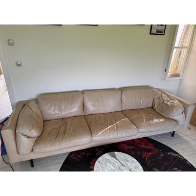 Aangeboden Lange leren bank 1.70m