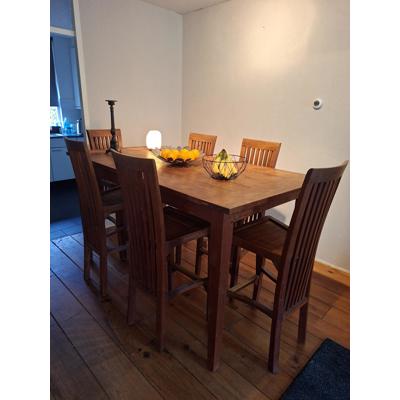 Hoge teakhouten eethoek 