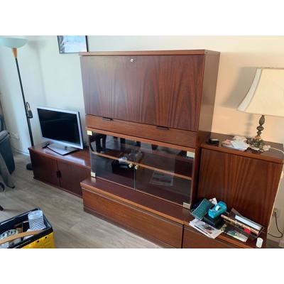  Vintage wandkast mahonie 3 onderdelen 