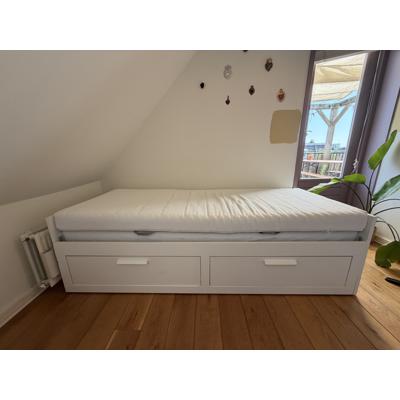 IKEA BRIMNES Bedbank met 2 lades & 2 matrassen (160x200 cm)