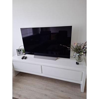 Witte massief houten (tv) dressoir met 2 lades