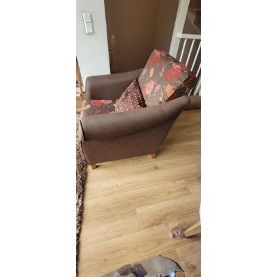 Fauteuil stof +poef en bankstel