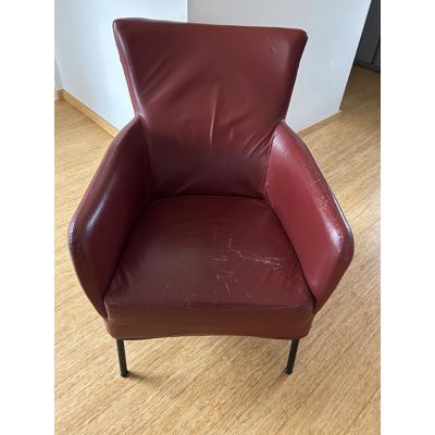 Rode, leren fauteuil