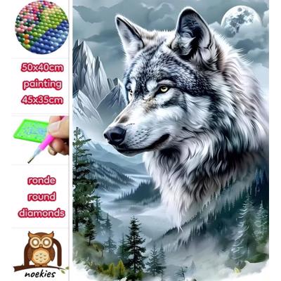 50x40cm Diamond Painting winter wolf (rond) nr 79 