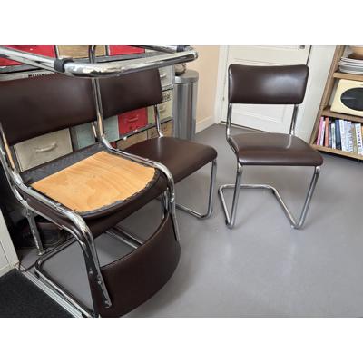 4x vintage buisframe slede stoel