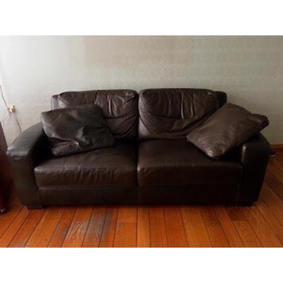 Lederen Bank met poef