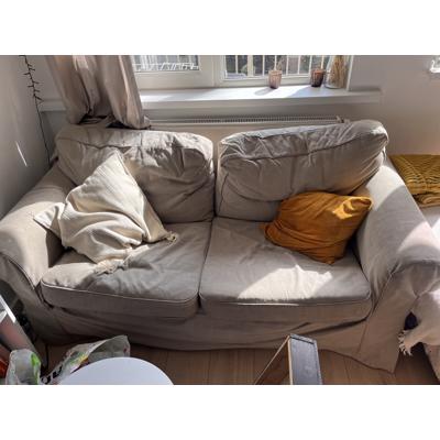 Taupe/grijze tweezitsbank