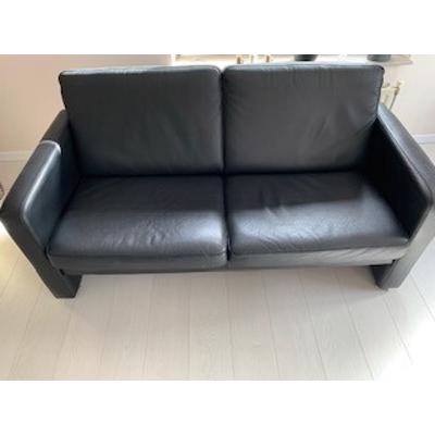 Zwarte leren 2 zitsbank