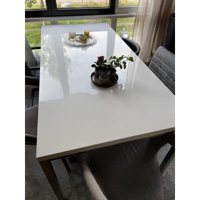 Design Eettafel rvs onderstel en wit hoogglans melamine blad