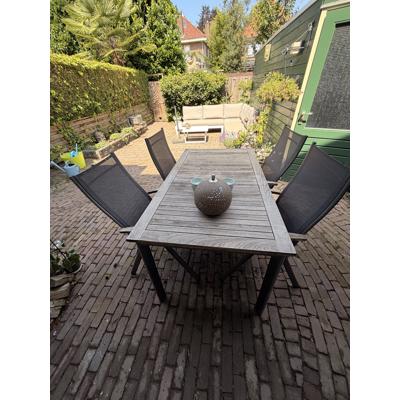 Aluminium tuintafel met 4 verstelbare stoelen