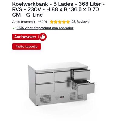 6 deurs Koelwerkbank 