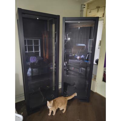 Wengé vitrinekasten Karel mijntjes 2 meter hoog 70 breed 45 diep 
