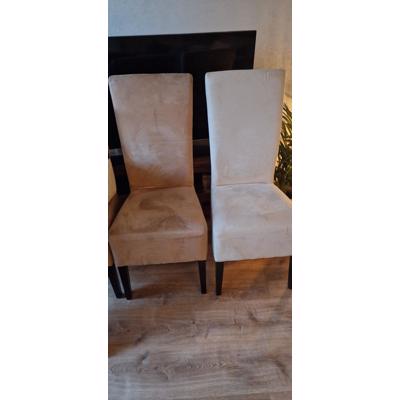 eetkamerstoelen, 4 of 5 stuks, hoge rug, stof in 2 beige tinten