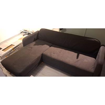 Donkergrijze bank met chaise longue 