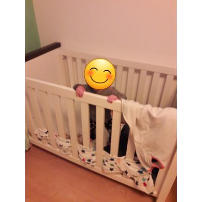 Robuust ledikant 120x60 wit/randen hout bruin