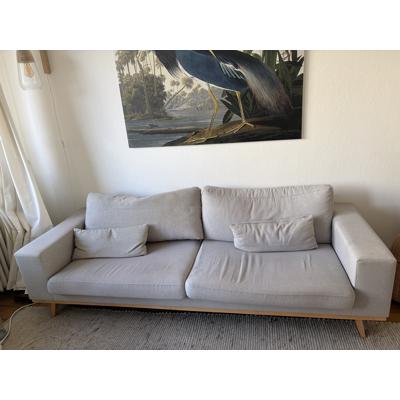 Nous living 3-zitsbank torino, grijs met houten poten 