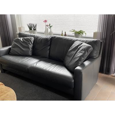 Antraciet zwarte leren bank 